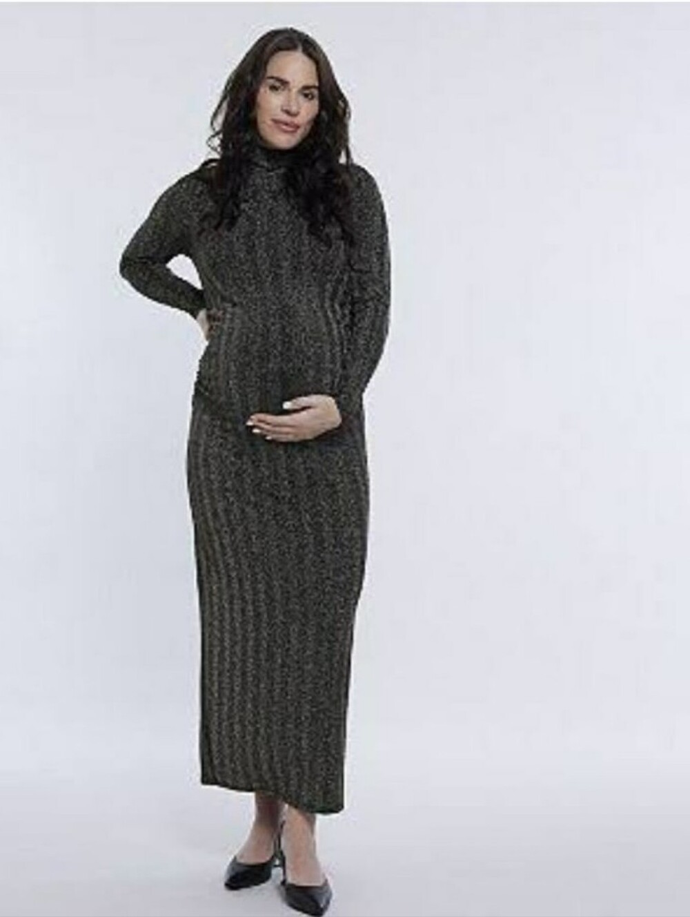 Motherhood Maternity Mesh  Maxi Turtleneck Maxi Dress- Sz XL Brown Bronze- NWTS